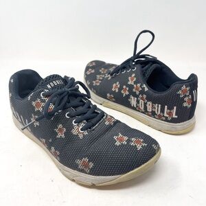 Nobull Navy Daisy Floral Lace Up Trainer Sneakers size 8